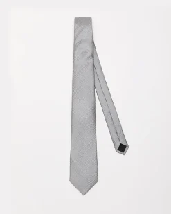 Silver Regular Textured Tie