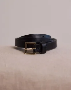 Skinny Leather Belt with Square Buckle
