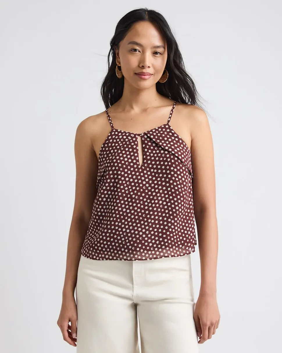 Sleeveless Crew-Neck Chiffon Blouse