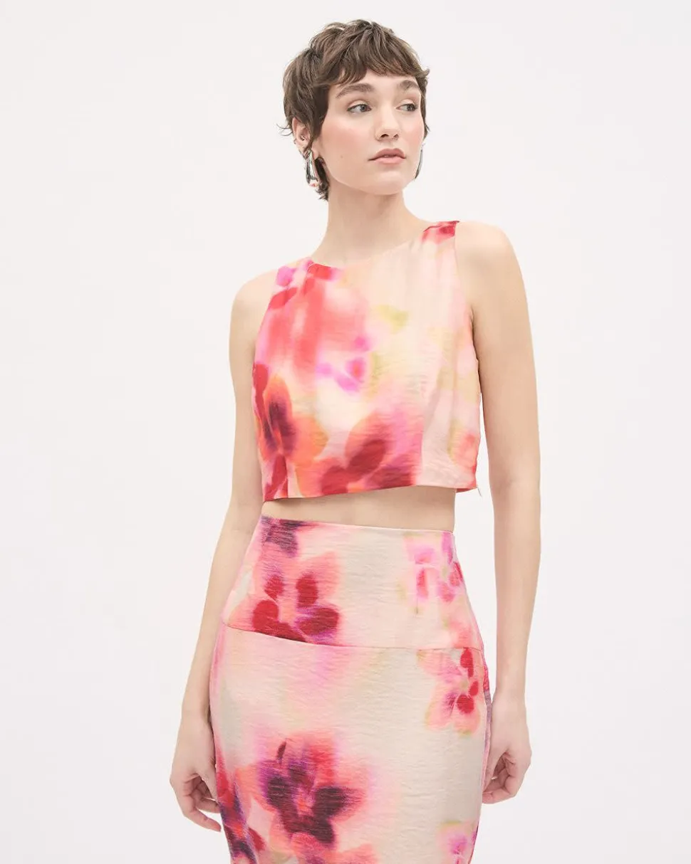 Sleeveless Crew-Neck Cocktail Blouse