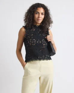 Sleeveless Crew-Neck Crochet Top