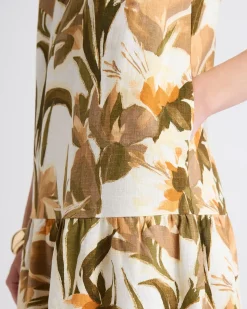 Sleeveless Crew-Neck Linen-Blend Shift Dress