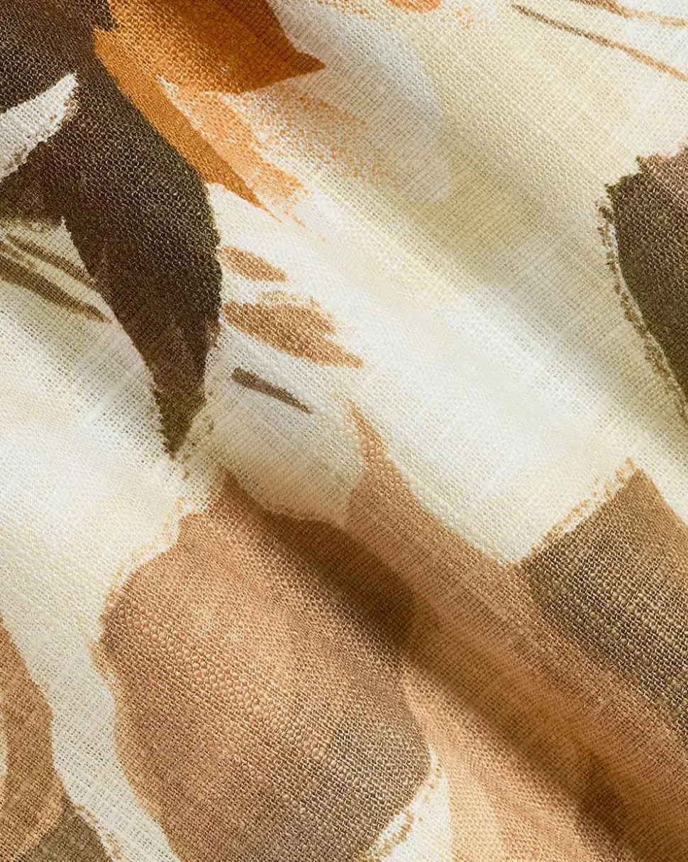 Sleeveless Crew-Neck Linen-Blend Blouse