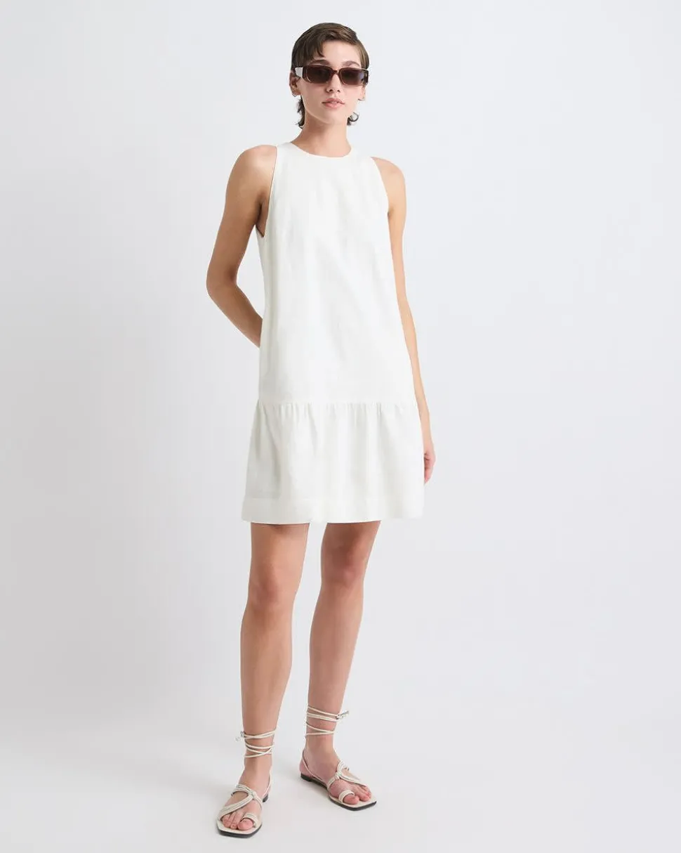 Sleeveless Crew-Neck Linen-Blend Shift Dress