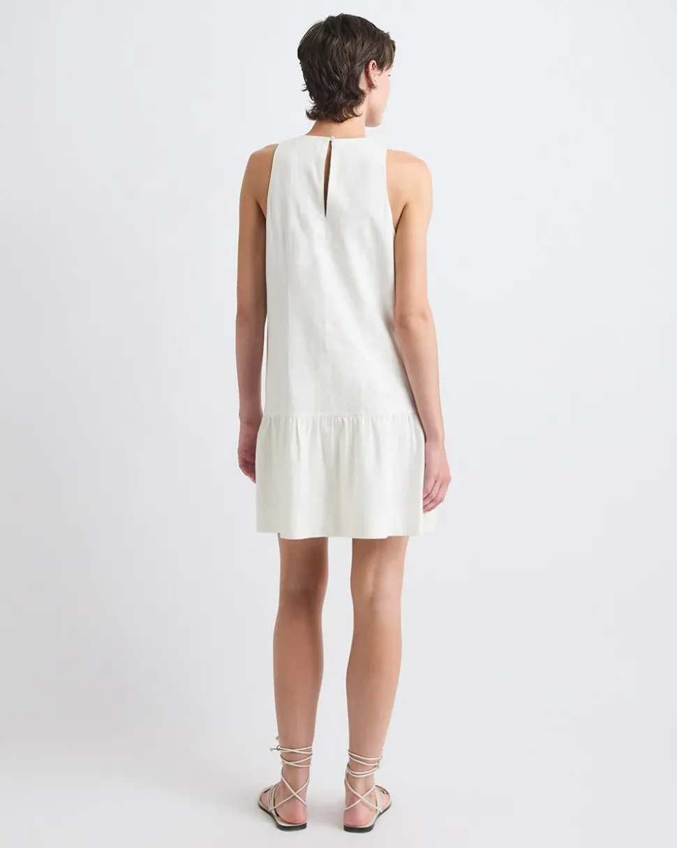 Sleeveless Crew-Neck Linen-Blend Shift Dress