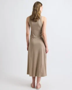 Sleeveless Crew-Neck Midi Dress