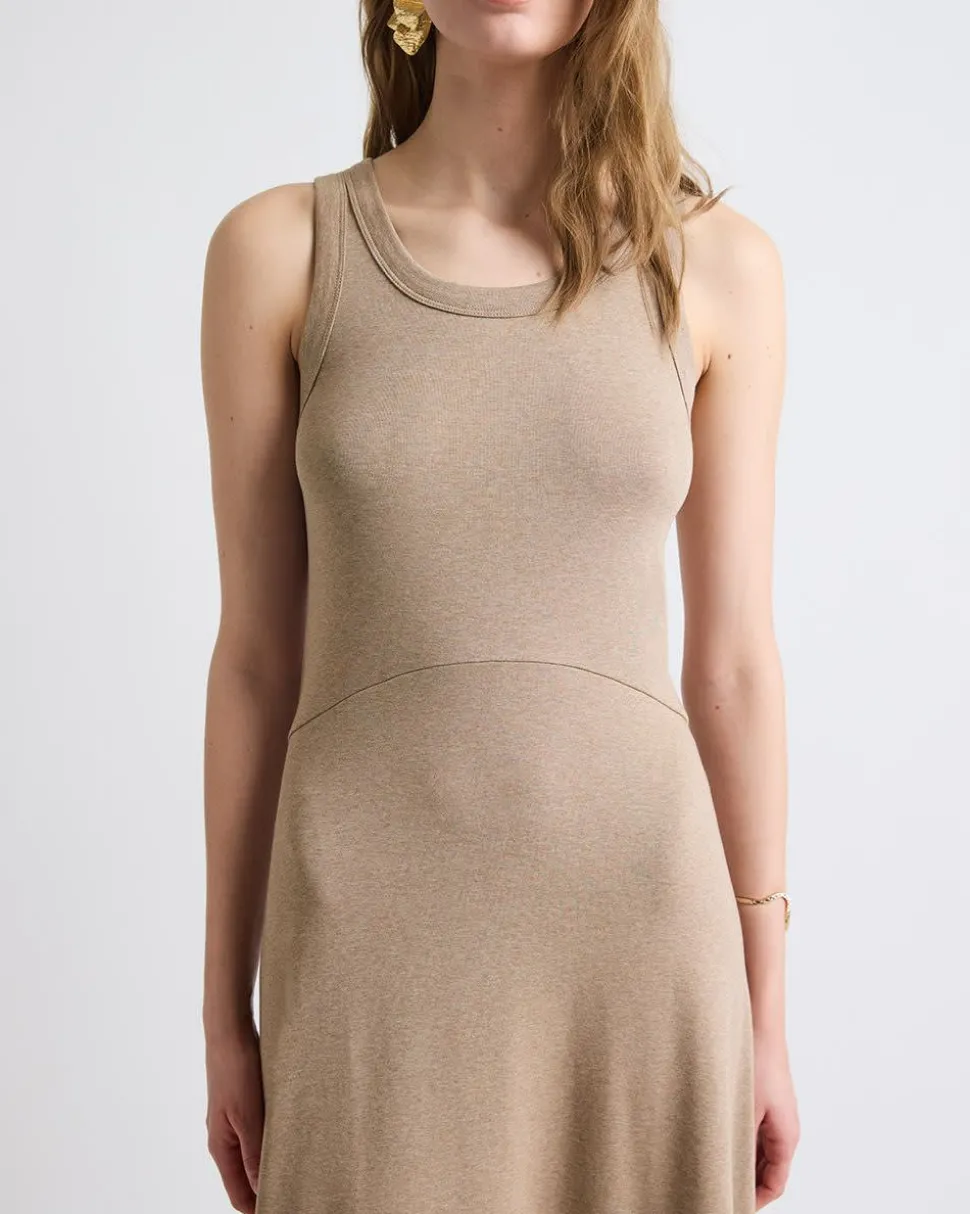 Sleeveless Crew-Neck Midi Dress