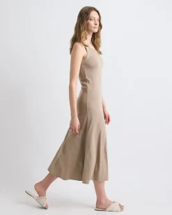 Sleeveless Crew-Neck Midi Dress