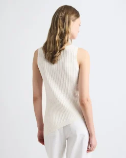 Sleeveless Crew-Neck Tunic with Asymmetrical Hem
