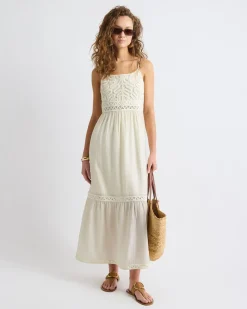 Sleeveless Crochet and Chiffon Midi Dress