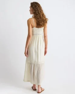 Sleeveless Crochet and Chiffon Midi Dress