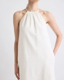 Sleeveless Halter-Neck Linen-Blend Mini Dress