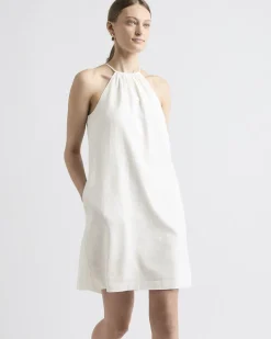 Sleeveless Halter-Neck Linen-Blend Mini Dress