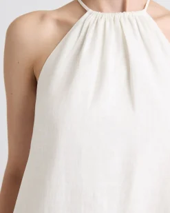 Sleeveless Halter-Neck Linen-Blend Mini Dress