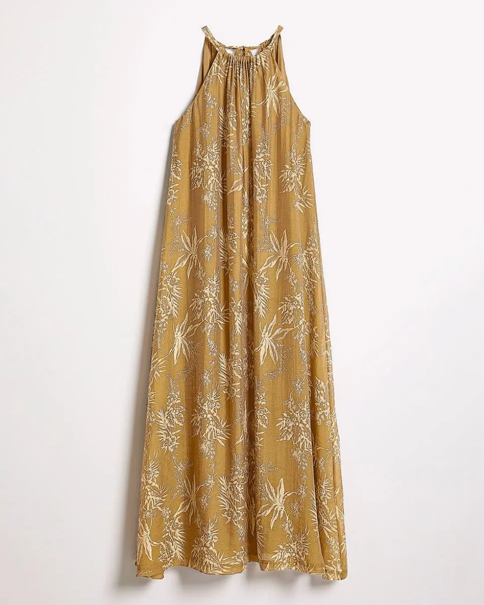 Sleeveless Halter-Neck Maxi Dress