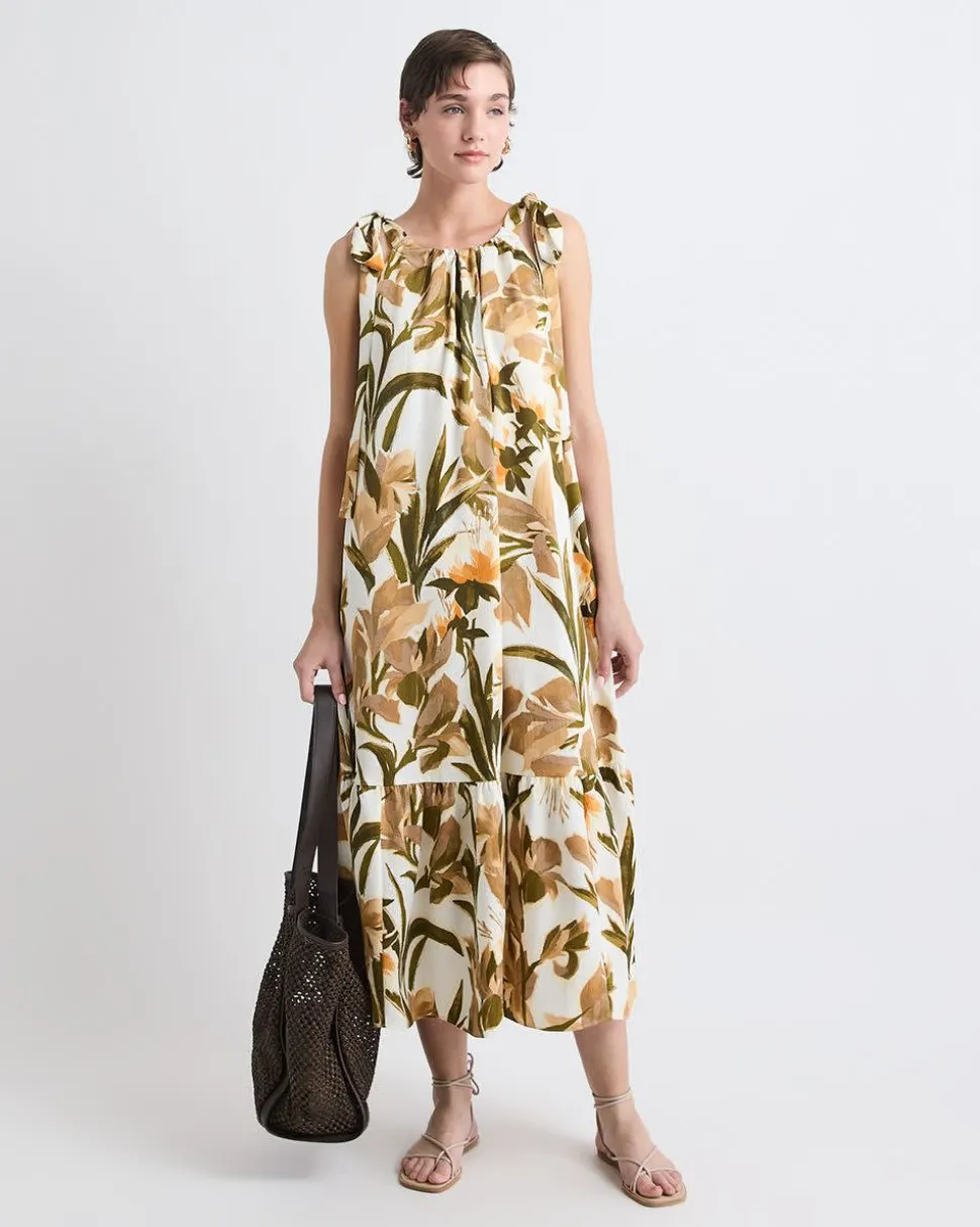 Sleeveless Halter-Neck Midi Dress