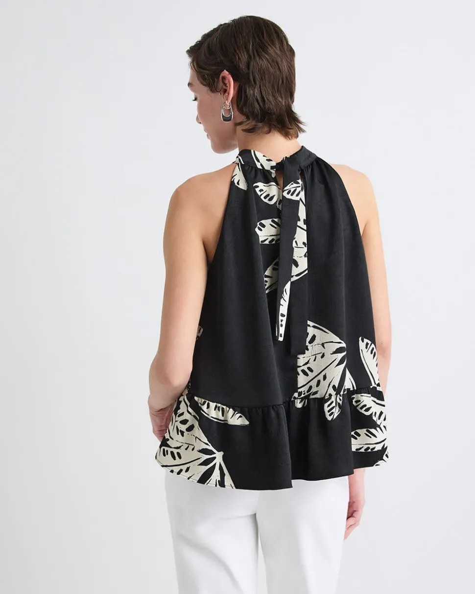 Sleeveless Halter-Neck Satin Blouse