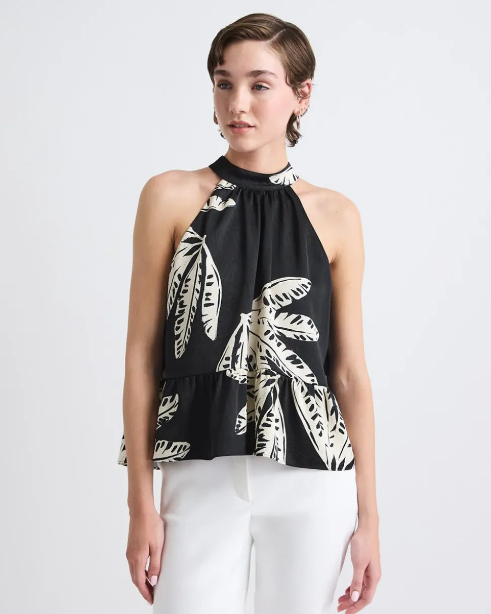 Sleeveless Halter-Neck Satin Blouse