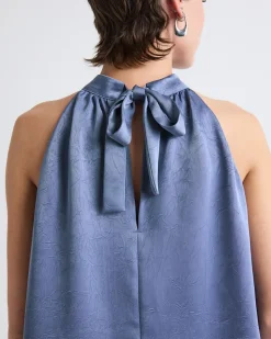 Sleeveless Halter-Neck Satin Blouse