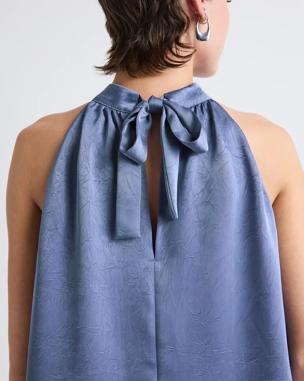 Sleeveless Halter-Neck Satin Blouse