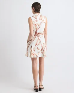 Sleeveless Linen-Blend Mini Dress with Shirt Collar