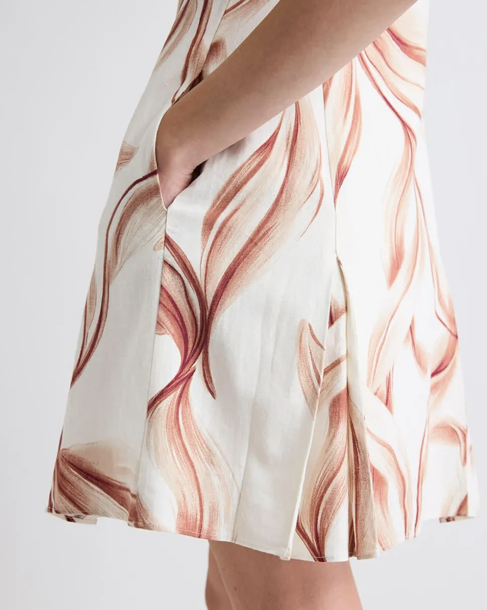 Sleeveless Linen-Blend Mini Dress with Shirt Collar
