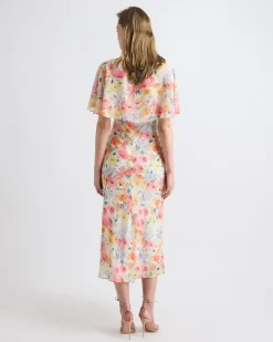 Sleeveless Midi Cocktail Dress with Cape
