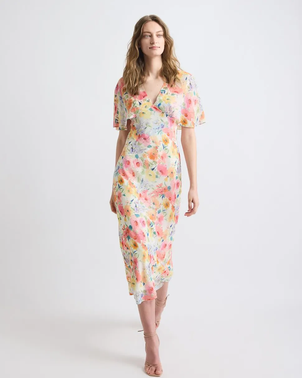Sleeveless Midi Cocktail Dress with Cape
