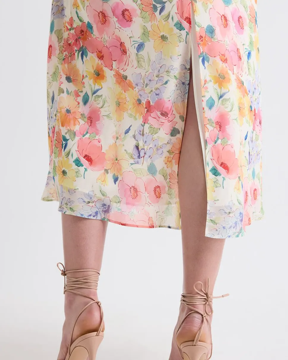 Sleeveless Midi Cocktail Dress with Cape