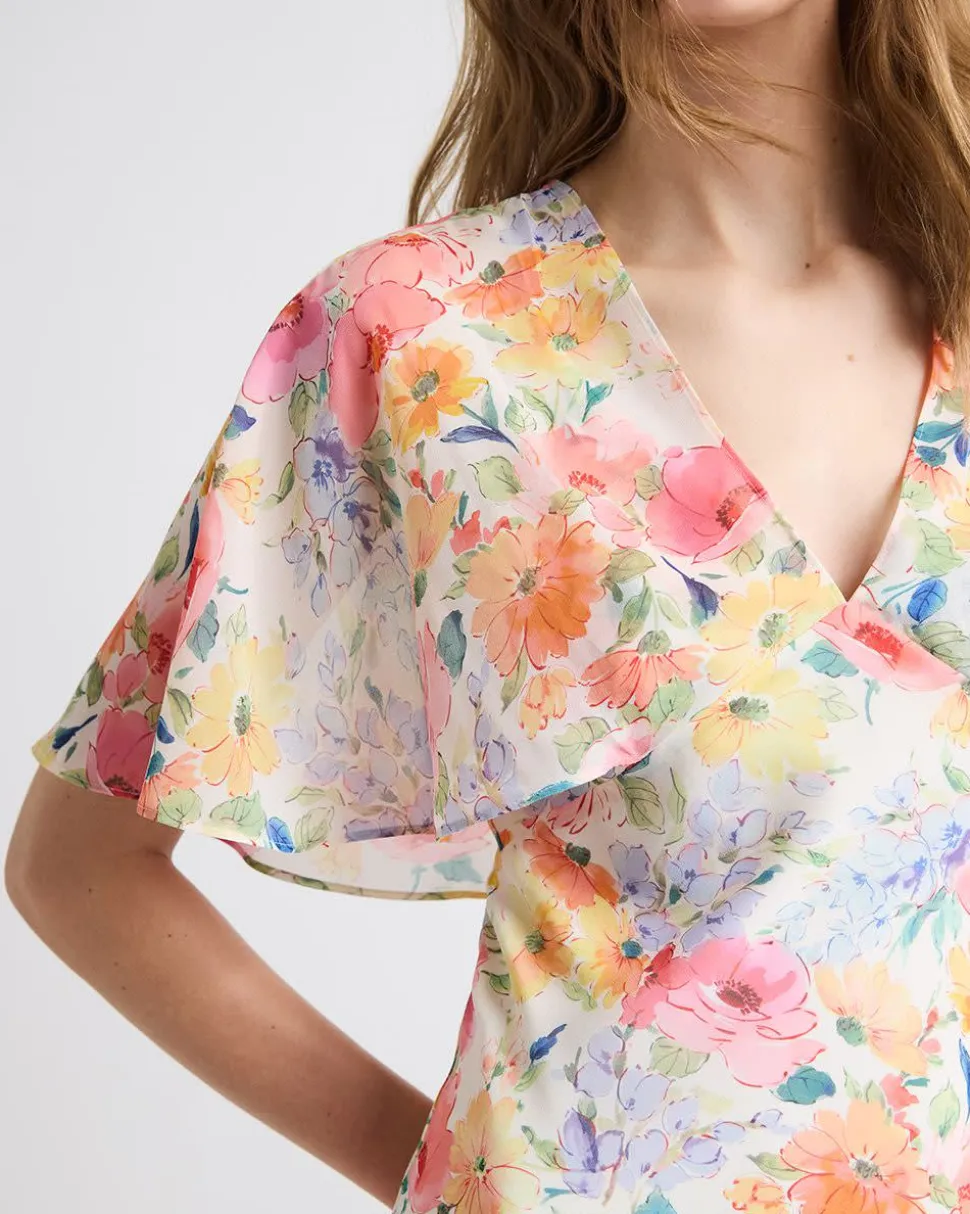 Sleeveless Midi Cocktail Dress with Cape