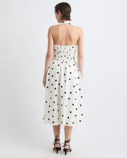 Sleeveless Midi Cocktail Dress with Halter Neckline