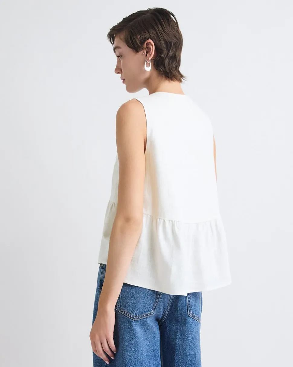 Sleeveless Peplum Blouse with V Neckline