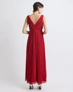 Sleeveless Pleated Chiffon Maxi Dress