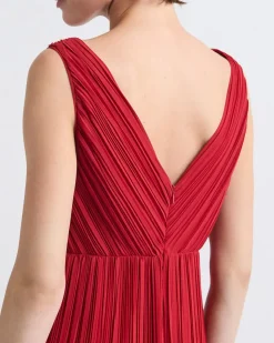 Sleeveless Pleated Chiffon Maxi Dress