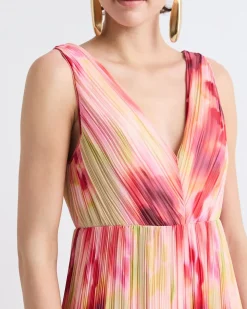 Sleeveless Pleated Chiffon Maxi Dress