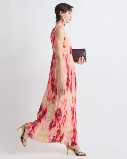 Sleeveless Pleated Chiffon Maxi Dress