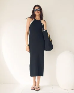 Sleeveless Ribbed Maxi Dress with Crochet Details