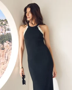Sleeveless Ribbed Maxi Dress with Crochet Details
