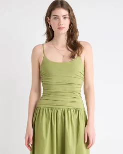 Sleeveless Round-Neck Mix-Media Midi Dress