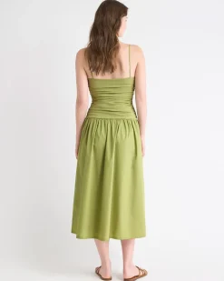 Sleeveless Round-Neck Mix-Media Midi Dress