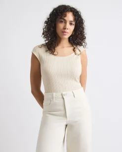Sleeveless Scoop-Neck Top with Metal Ring