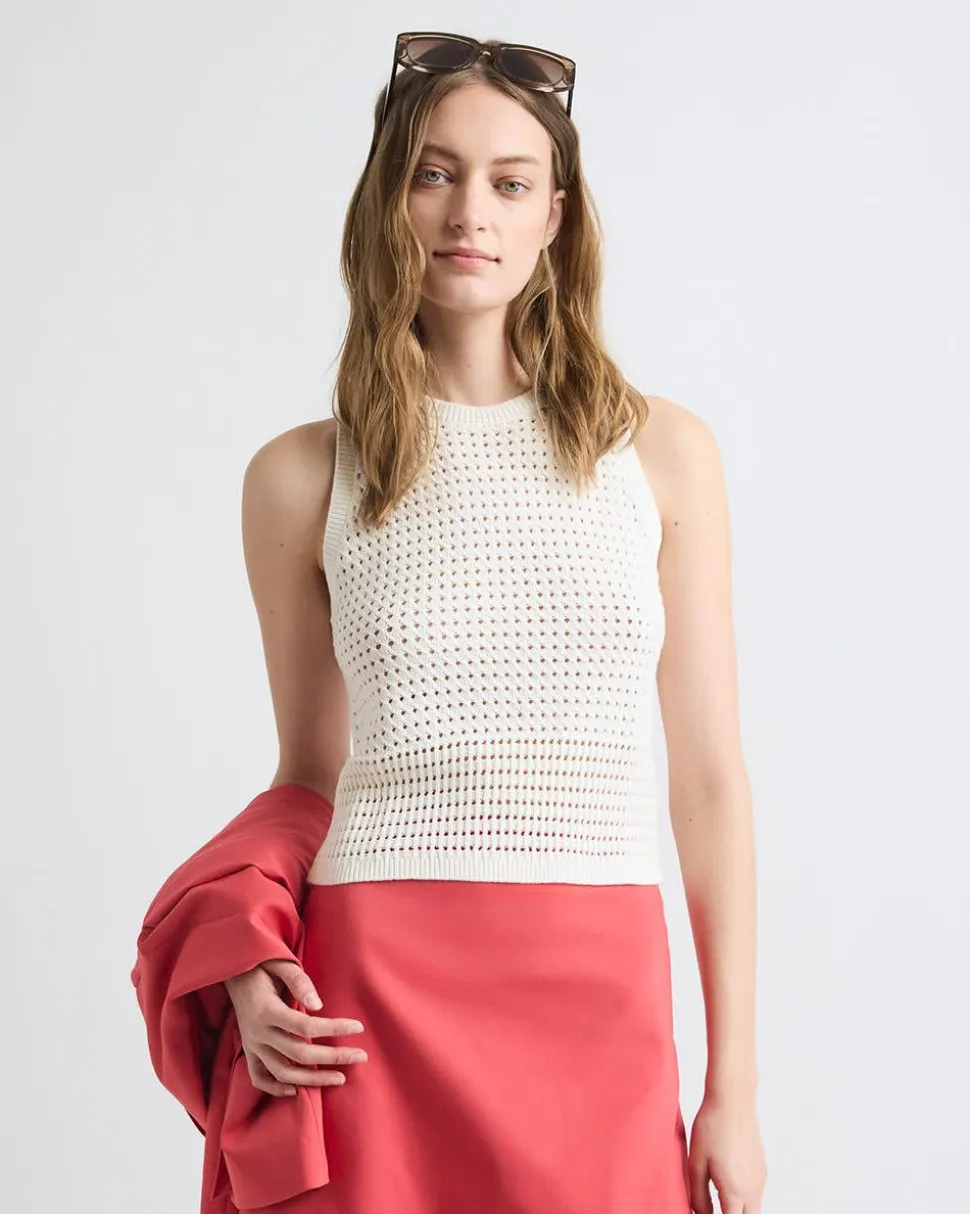 Sleeveless Short Crochet Sweater