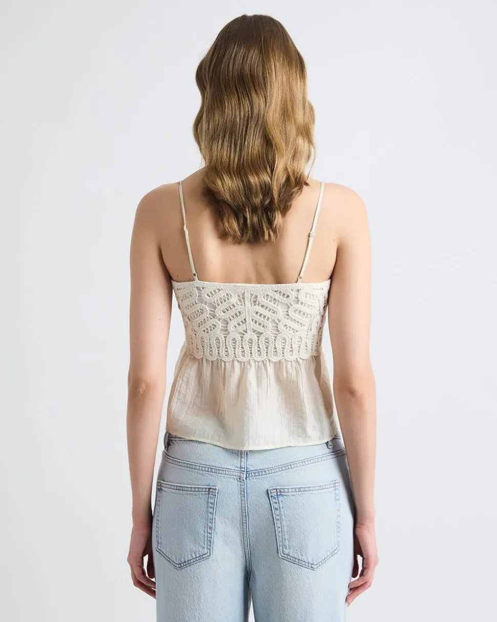 Sleeveless Square-Neck Crochet Top