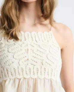 Sleeveless Square-Neck Crochet Top