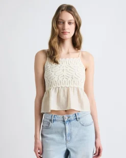 Sleeveless Square-Neck Crochet Top