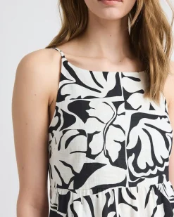 Sleeveless Square-Neck Linen-Blend Straight Maxi Dress