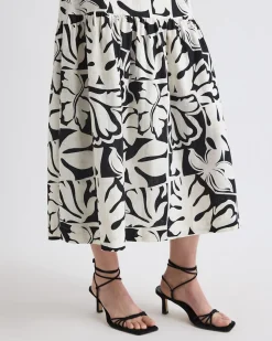 Sleeveless Square-Neck Linen-Blend Straight Maxi Dress