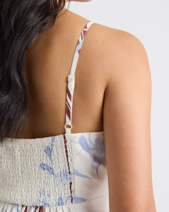 Sleeveless Square-Neck Linen-Blend Midi Dress