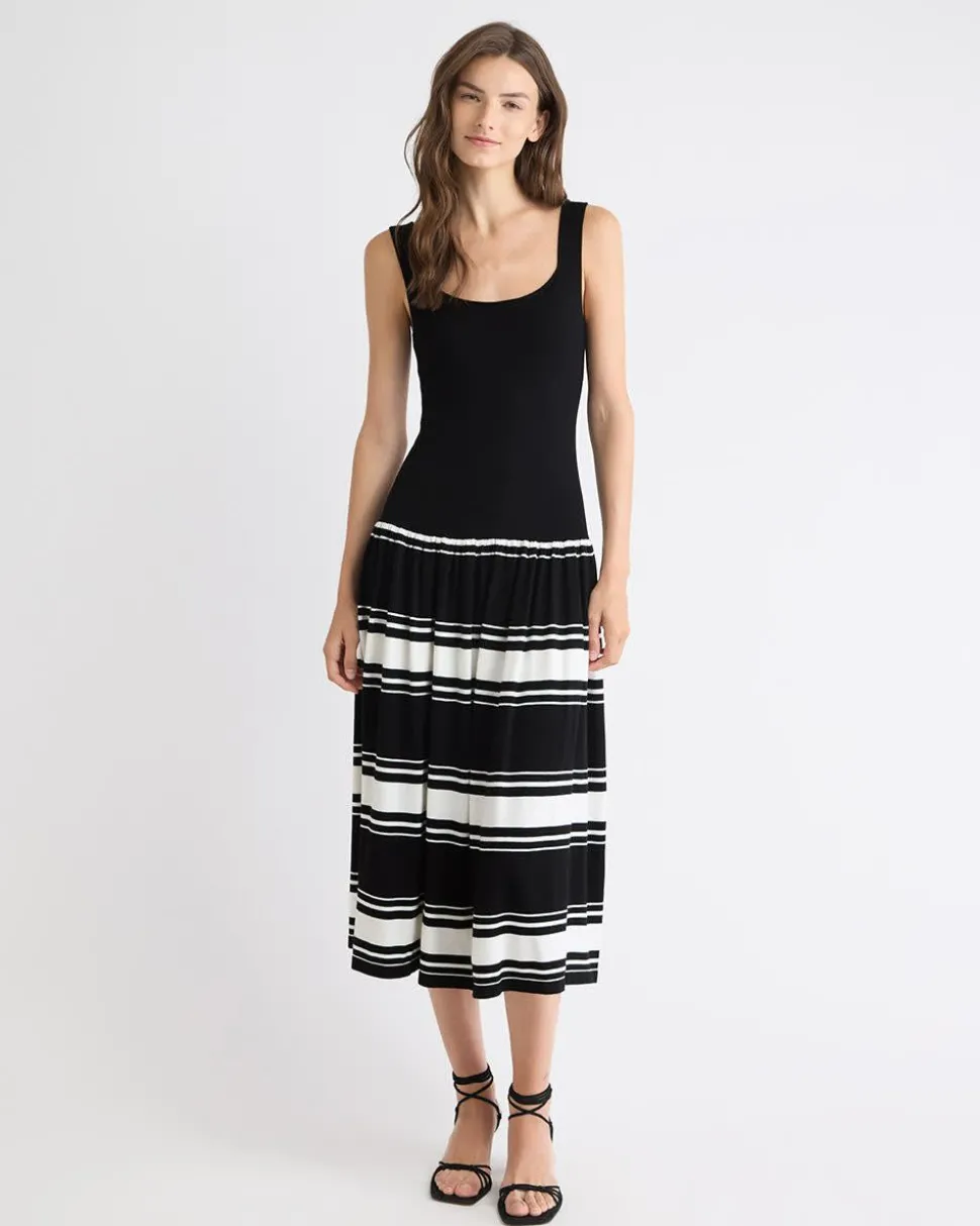 Sleeveless Square-Neck Midi Dress