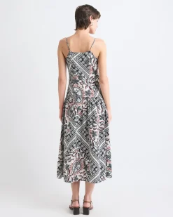 Sleeveless Square-Neck Midi Dress with Drop Waist